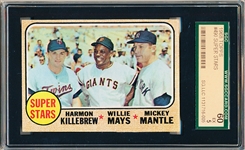 1968 Topps Baseball- #490 SuperStars- Killebrew/ Mays/ Mantle- SGC 60 (Ex 5)