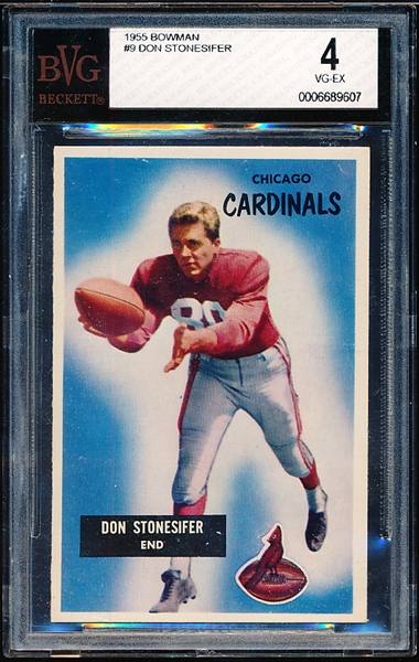 1955 Bowman Football- #9 Don Stonesifer, Cardinals- BVG 4 (Vg-Ex)