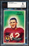 1955 Bowman Football- #16 Charlie Conerly, NY Giants- BVG 5 (Ex)