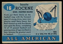 1955 Topps All American Football- #16 Knute Rockne, Notre Dame