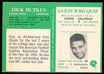 1966 Philly Football- #31 Dick Butkus, Bears