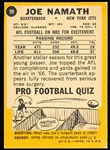 1967 Topps Football- #98 Joe Namath, Jets