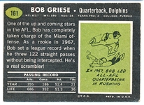 1969 Topps Fb- #161 Bob Griese, Dolphins