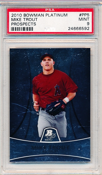 2010 Bowman Platinum Bb- “Platinum Prospects”- #PP5 Mike Trout, Angels- PSA Graded MINT 9.