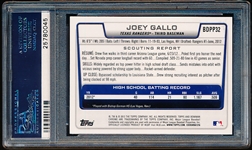 2012 Bowman Chrome Bb- “Draft Picks & Prospects”- #BDPP32 Joey Gallo, Rangers- PSA Graded MINT 9