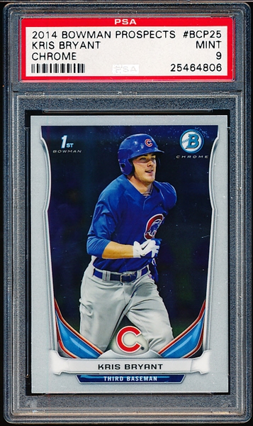 2014 Bowman Chrome Prospects Bb- #BCP25 Kris Bryant, Cubs- PSA Graded MINT 9