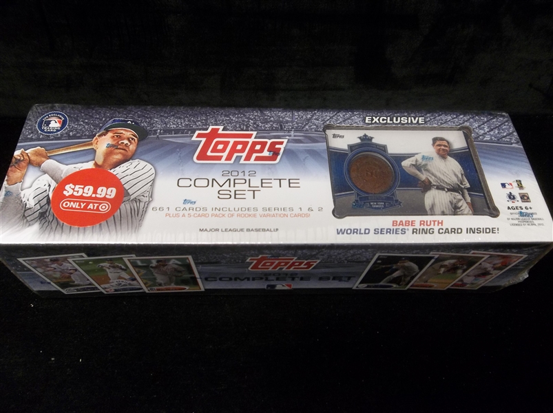 2012 Topps Baseball Factory Sealed Target Retail Set of 667 with Babe Ruth “Ring Card”
