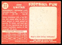 1958 Topps Football- #22 John Unitas, Colts