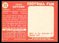 1958 Topps Football- #73 Frank Gifford, Giants