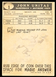 1959 Topps Football- #1 John Unitas, Colts