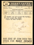 1959 Topps Football- #40 Bobby Layne, Steelers