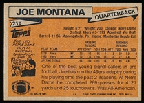 1981 Topps Football- #216 Joe Montana RC, 49ers