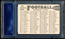 1959 Topps Football- #133 New York Giants- Checklist Back- PSA Ex-Mt 6