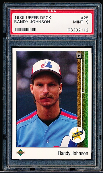 1989 Upper Deck Baseball- #25 Randy Johnson RC- PSA Mint 9
