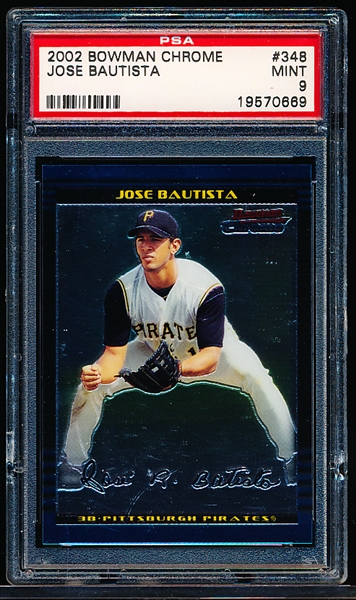 2002 Bowman Chrome Baseball- #348 Jose Bautista- PSA Mint 9
