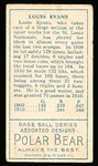 1911 T205 Bb- Louis Evans, Cardinals- Polar Bear Back