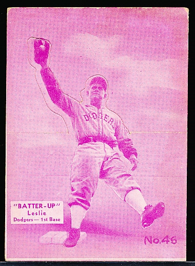 1934-36 Batter Up Bb- #46 Leslie, Dodgers- Purple Tint