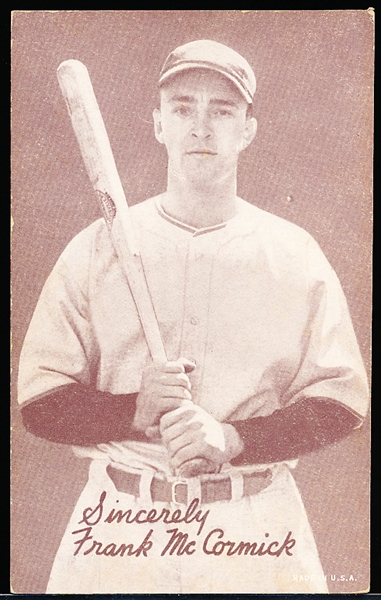 1939-46 Salutation Baseball Exhibit- Sincerely, Frank McCormick- Made in USA in Bottom Right Hand Corner