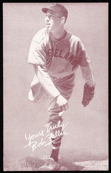 1939-46 Salutation Baseball Exhibit- Yours Truly, Bob Feller- Pitching pose