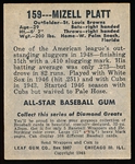 1948/49 Leaf Baseball- #159 Mizell Platt, St. Louis Browns