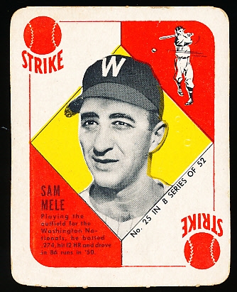 1951 Topps Bb Blue Back- #25 Sam Mele, Washington