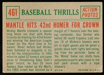 1959 Topps Bb- #461 Mickey Mantle Thrill
