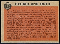 1962 Topps Bb - #140 Ruth and Gehrig