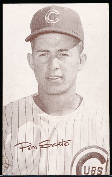 1963 Stat back Baseball Exhibits- Ron Santo, Cubs