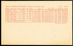 1963 Stat back Baseball Exhibits- Ron Santo, Cubs