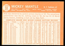 1964 Topps Baseball- #50 Mickey Mantle, Yankees