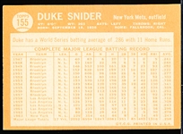 1964 Topps Baseball- #155 Duke Snider, Mets