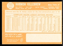 1964 Topps Baseball- #177 Harmon Killebrew, Twins