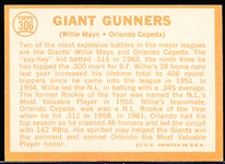 1964 Topps Baseball- #306 Giant Gunners- Mays/Cepeda