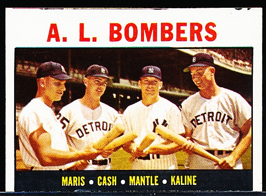 1964 Topps Baseball- #331 A.L. Bombers- Maris/ Cash/ Mantle/ Kaline