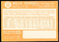 1964 Topps Baseball- #342 Willie Stargell, Pirates