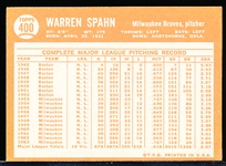1964 Topps Baseball- #400 Warren Spahn, Braves