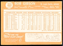 1964 Topps Baseball- #460 Bob Gibson, Cardinals