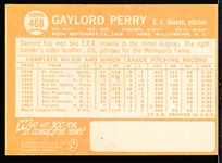 1964 Topps Baseball- #468 Gaylord Perry, Giants