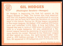 1964 Topps Baseball- #547 Gil Hodges, Washington- Hi#
