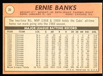 1969 Topps Baseball- #20 Ernie Banks, Cubs
