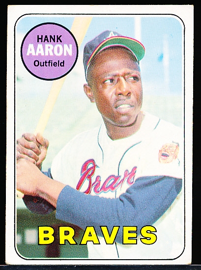 1969 Topps Baseball- #100 Hank Aaron, Braves