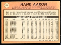 1969 Topps Baseball- #100 Hank Aaron, Braves
