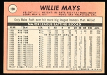 1969 Topps Baseball- #190 Willie Mays, Giants