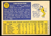 1970 Topps Bb- #712 Nolan Ryan, Mets- Hi#