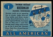1955 Topps All American Football- #1 Herman Hickman, Tennessee