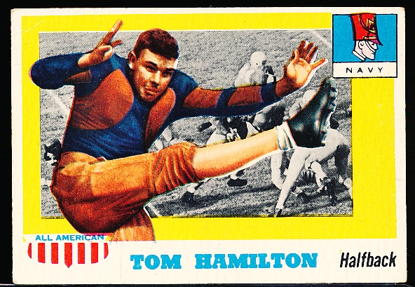 1955 Topps All American Football- #9 Tom Hamilton, Navy- SP RC