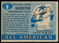 1955 Topps All American Football- #9 Tom Hamilton, Navy- SP RC