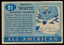 1955 Topps All American Football- #21 “Whizzer White”- RC SP- Correct bio on Back