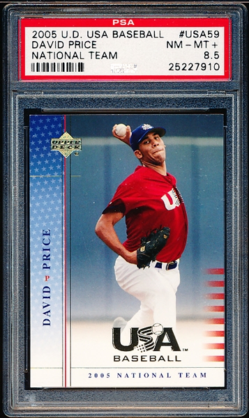 2005 Upper Deck USA Baseball- #USA59 David Price, National Team- PSA Graded NM-MT+ 8.5