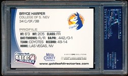 2010 Juco World Series Bb- Bryce Harper, College of South Nevada- PSA Graded GEM MT 10